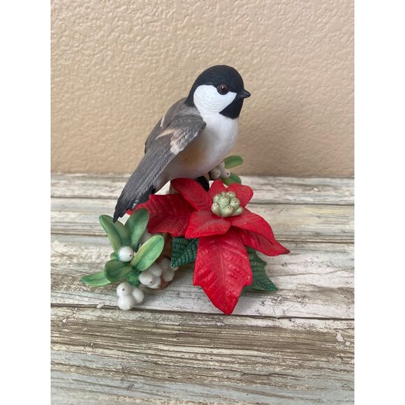 Lenox 1997 Christmas Chickadee • Ltd Ed Poinsettia Bird • COA Included NO Box - Picture 5 of 13